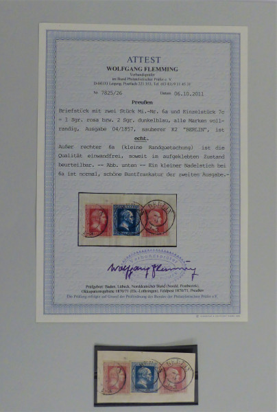 Briefmarke, Michel-Nr. 6a (2x) + 7c