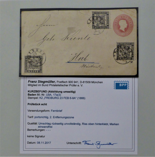 Briefmarke, Michel-Nr. U9A, 17 (3)