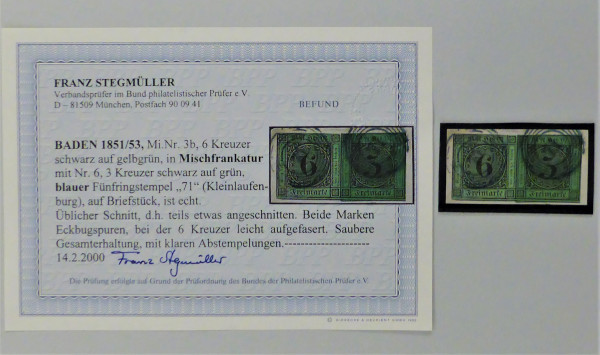 Briefmarke, Michel-Nr. 3b + 6