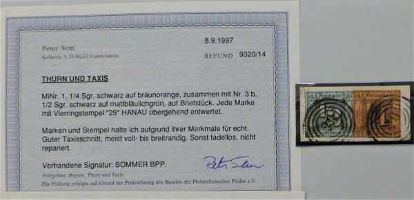 Briefmarke, Michel-Nr. 1 + 3 b