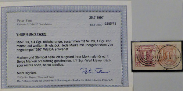 Briefmarke, Michel-Nr. 13 + 29