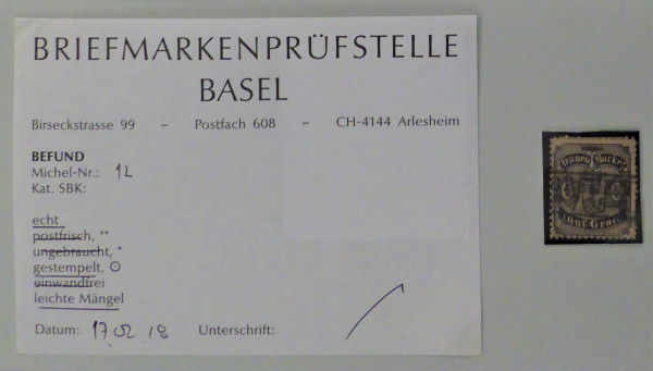 Briefmarke, Michel-Nr. 12