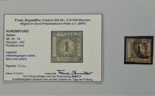 Briefmarke, Michel-Nr. 1a