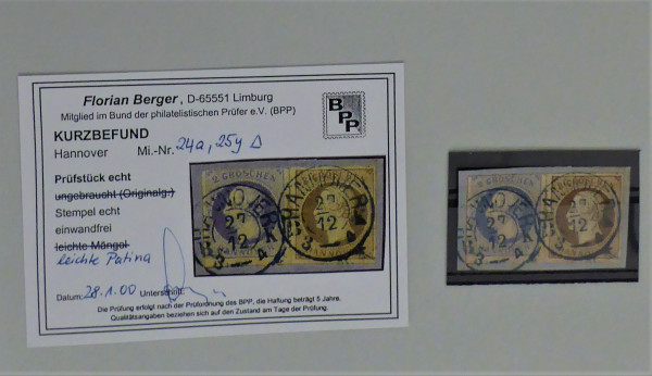 Briefmarke, Michel-Nr. 24a + 25 Y