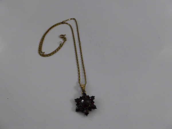 Alte Goldkette mit Granatmedaillon