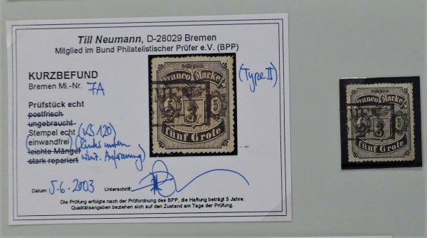 Briefmarke, Michel-Nr. 7A II