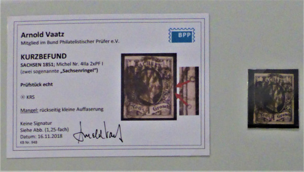 Briefmarke, Michel-Nr. 4 II a, 2x PF I